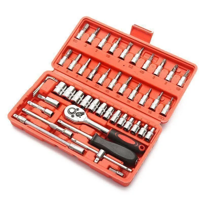 46-Piece Socket Tool Box for Home and Office