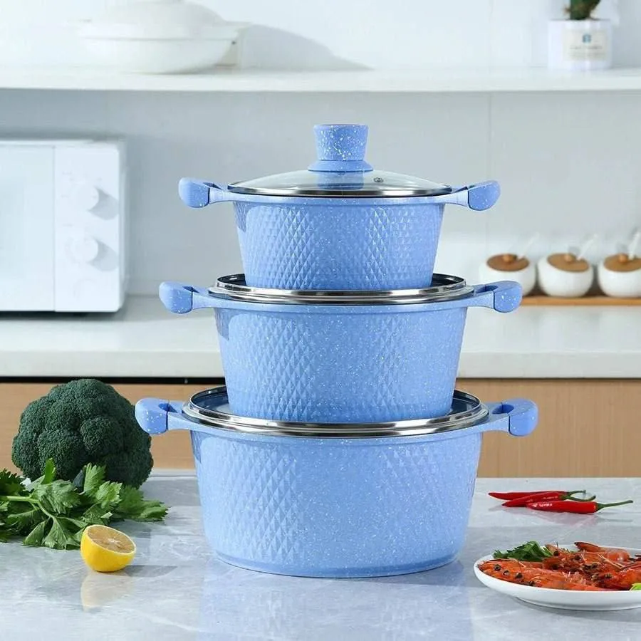 6Pcs Medical Stone Die Cast Marble Cookware/Pot Set (24/28/32)